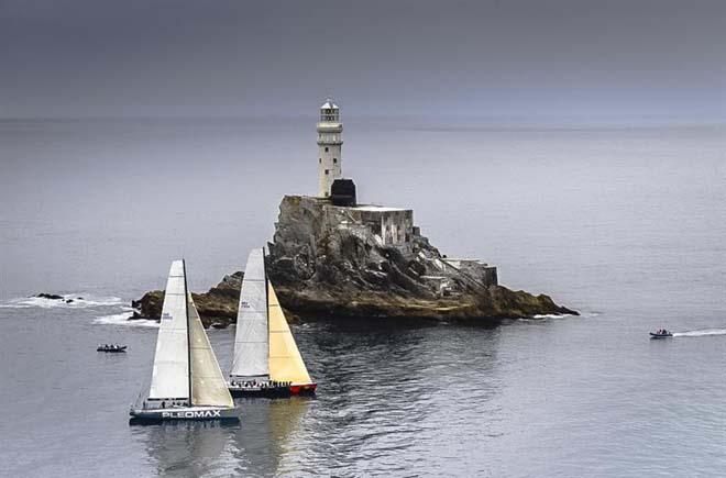 PLEOMAX (SWE) and TEAM HEINER ONE (NED) rounding the Fastnet Rock ©  Rolex/ Kurt Arrigo http://www.regattanews.com